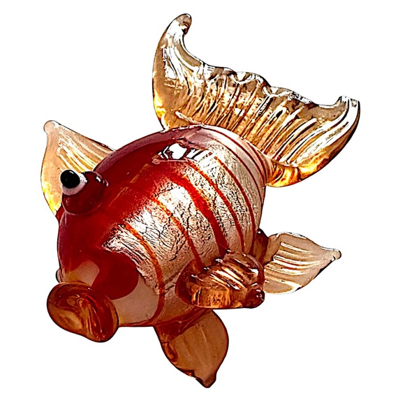 Hand Blown Art Glass Gold Fish Figurine Sculpture Collectible 2 3/4” - Picture 4 of 11
